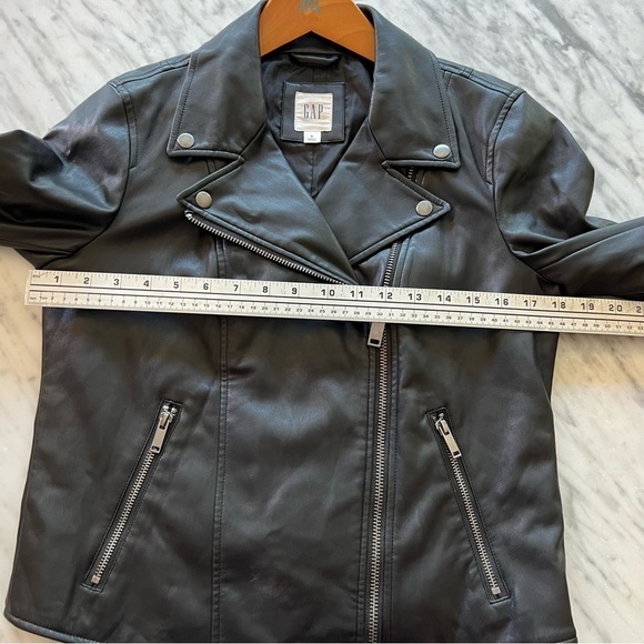 GAP Vegan Leather Biker Moto Jacket, Size S - Picture 6 of 10